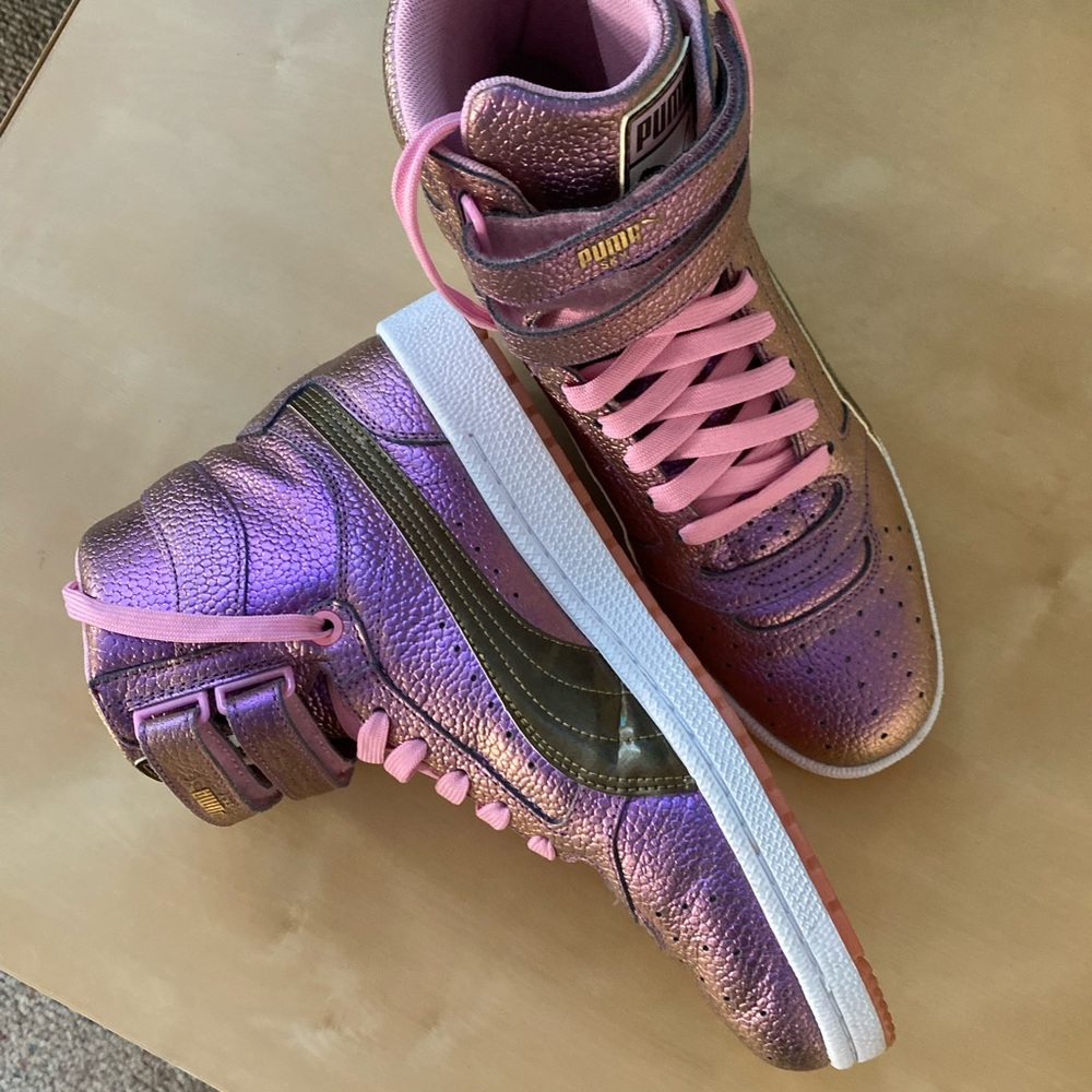 Puma Iridescent Pink and Gold High-Tops